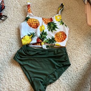 Zaful Pineapple 2 piece longline bikini